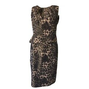 Anne Klein Sleeveless Dress $118 Sz 2 Cheetah Leopard Animal Print Lined